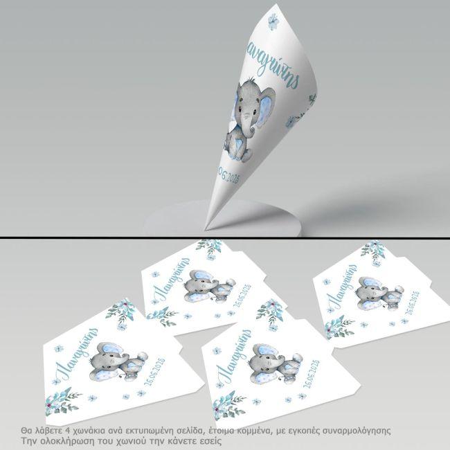 Paper candy cones blue elefant