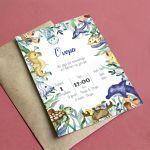 Party invitation Butterflies and flowers purple