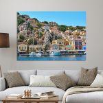 Canvas print Symi island houses