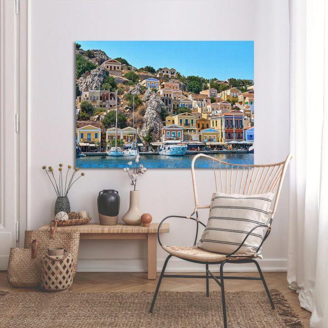 Πίνακας σε καμβά Σύμη, Symi island houses