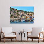 Canvas print Symi island houses