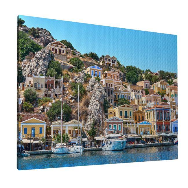 Πίνακας σε καμβά Σύμη, Symi island houses