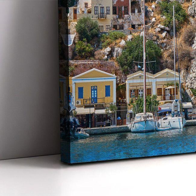 Πίνακας σε καμβά Σύμη, Symi island houses