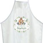 Christening apron printed for godparents All forest animals