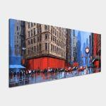 Canvas print City in blue and red, panoramic