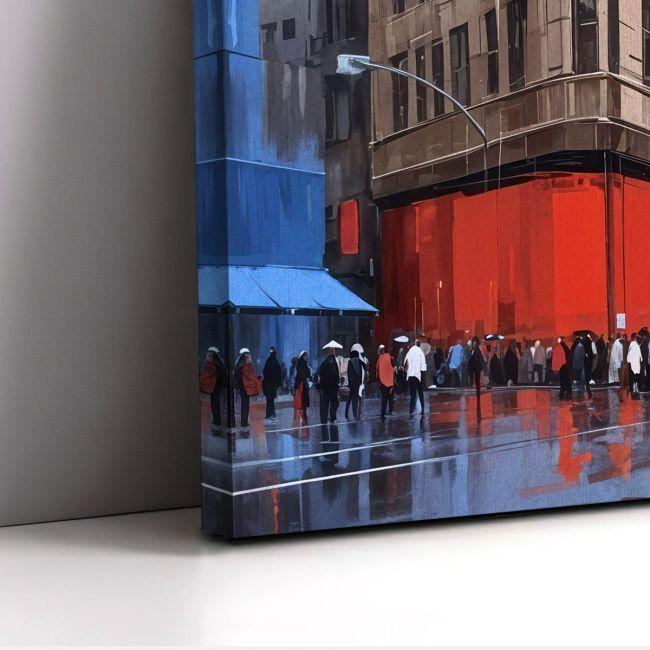 Canvas print City in blue and red, panoramic
