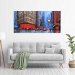 Canvas print City in blue and red, panoramic