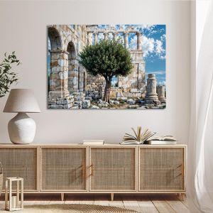 Canvas print Olive tree with ancient ruins in the background horizontal Framed canvas View 1 2