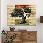 Canvas print Olive tree on a triptych background