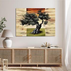 Canvas print Olive tree on a triptych background Framed canvas View 1 2