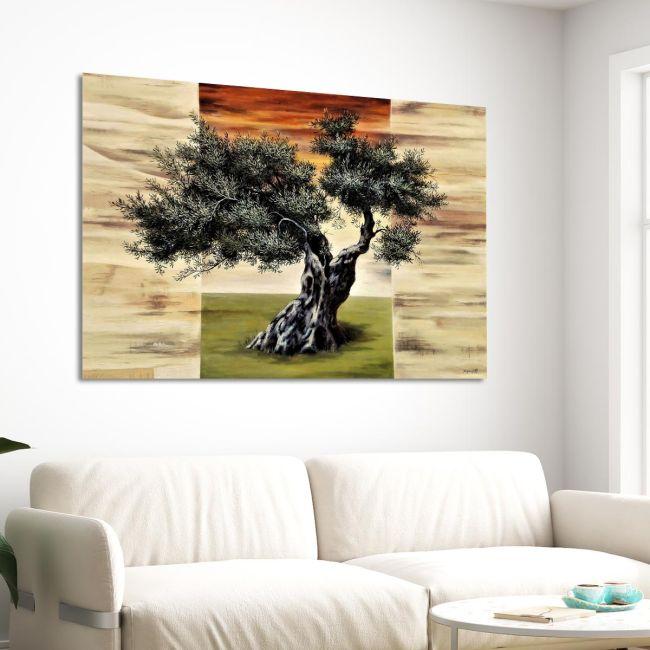 Canvas print Olive tree on a triptych background