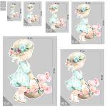 Ξύλινη φιγούρα εκτυπωμένη, Κοριτσάκι με καλάθι vintage