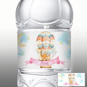 Αυτοκόλλητη ετικέτα Αερόστατο και ζωάκια ζωγραφιστά art II με όνομα 2