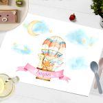 Placemat baptism party, Hot air balloon hand drawn animals art II