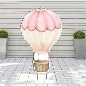 Wooden figure printed Hot air baloon watercolor