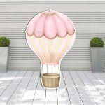 Wooden figure printed Hot air baloon watercolor