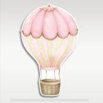 Wooden figure printed Hot air baloon watercolor