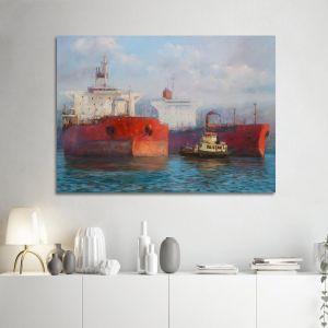 Canvas print Tanker ships painting I