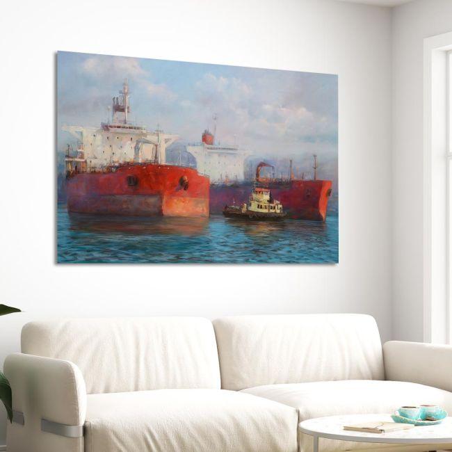 Canvas print Tanker ships painting I