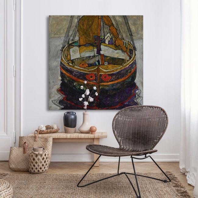 Canvas print Trieste fishing boat, Schiele Egon