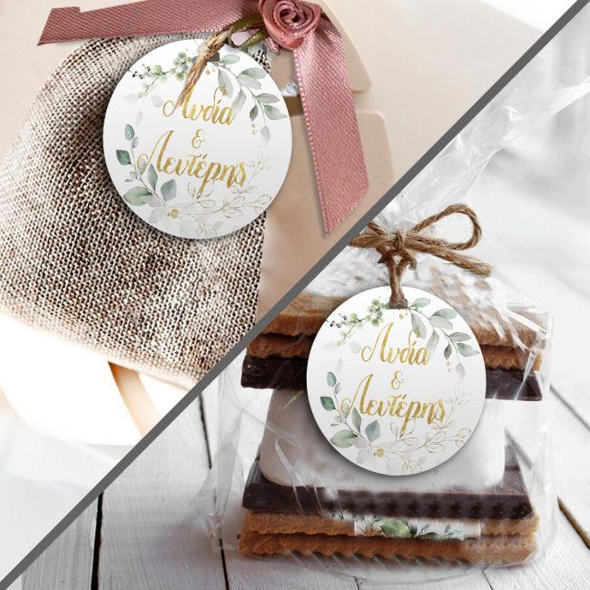 Labels thank you, Vintage leaves gold name