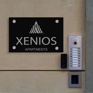 Entrance Sign black plexiglass engraved letters