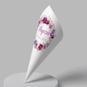 Paper candy cones Pink bows pattern