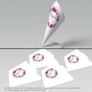 Paper candy cones Pink bows pattern 2