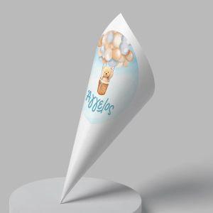 Paper candy cones Bear with balloons 2