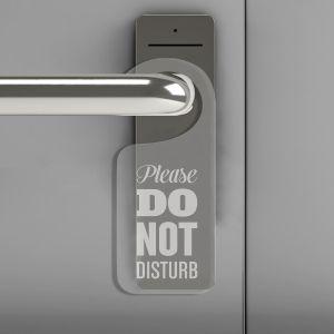 Plexiglass Door Hangers, transparent, laser engraved text and or logo