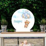 Wooden printed sign, Bear with blue balloons