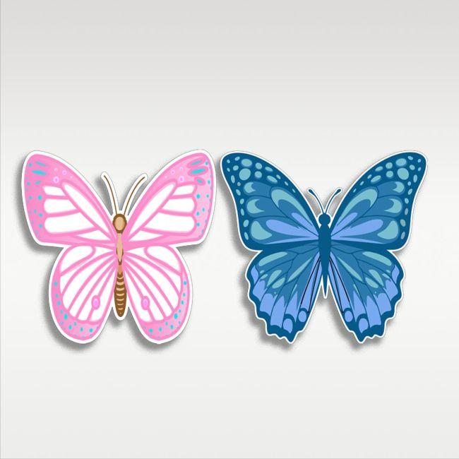 Wooden figure Butterflies pink blue set 2 pc