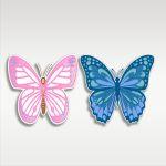 Wooden figure Butterflies pink blue set 2 pc