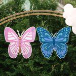 Wooden figure Butterflies pink blue set 2 pc