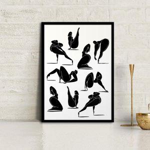 Yoga poses in Bottero style, poster