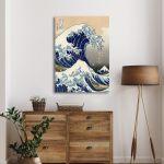 Canvas print The great wave off Kanagawa, vertical, K. Hokusai.