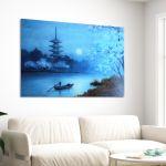 Canvas print River and pagoda under a spring moon, Niimi S.