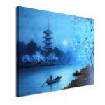 Canvas print River and pagoda under a spring moon, Niimi S.