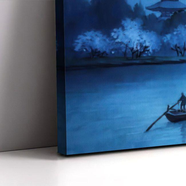 Canvas print River and pagoda under a spring moon, Niimi S.