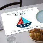 Placemat baptism party, Greek sailboat