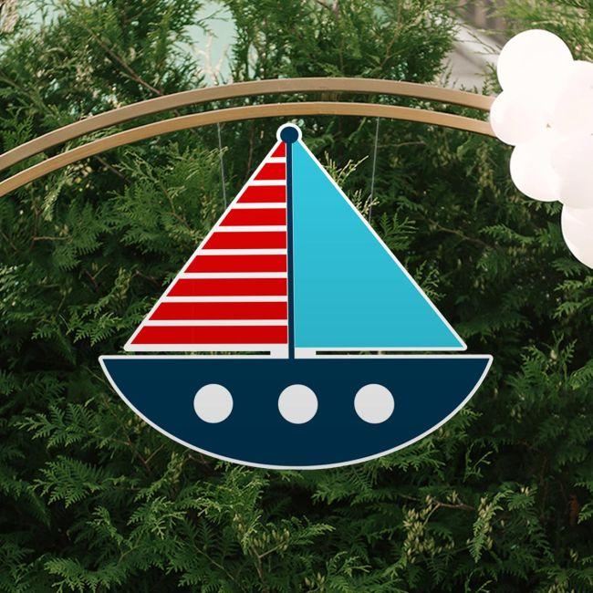 Wooden figure printed, Greek sail boat