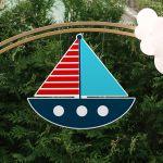 Wooden figure printed, Greek sail boat