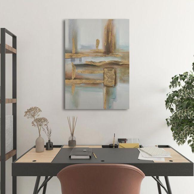 Canvas print Brown and gold I, vertical