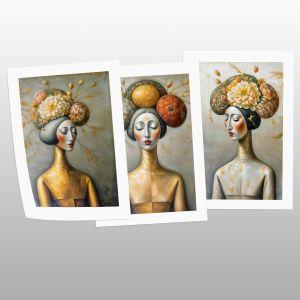 Poster Three seasons ladies 3 panels  Poster with black frame View 1 2