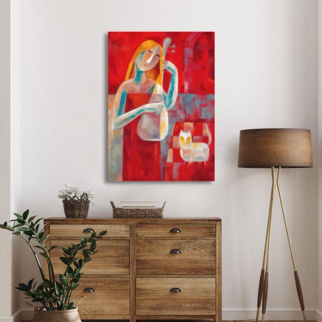 Canvas print Music and cat