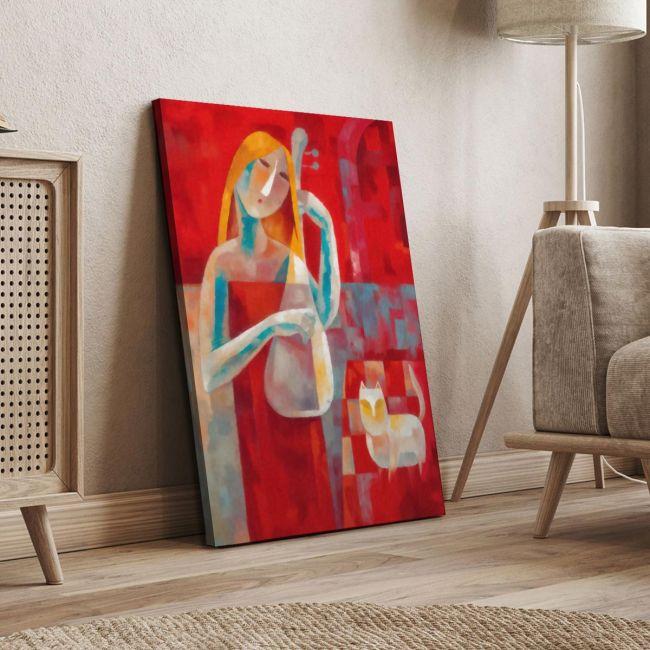 Canvas print Music and cat