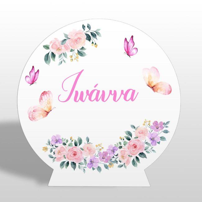 Wooden printed sign, Flowers & butterfliespersonalized