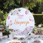 Wooden printed sign, Flowers & butterflies, dream bigpersonalized