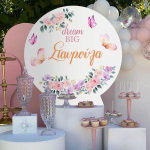 Wooden printed sign, Flowers & butterflies, dream bigpersonalized 2