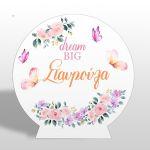 Wooden printed sign, Flowers & butterflies, dream bigpersonalized